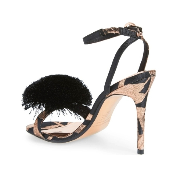 Ted Baker Elynie Pompom Stiletto Black Zebra Metallic Heels (TB 40.5 = US 9½) - Picture 3 of 6